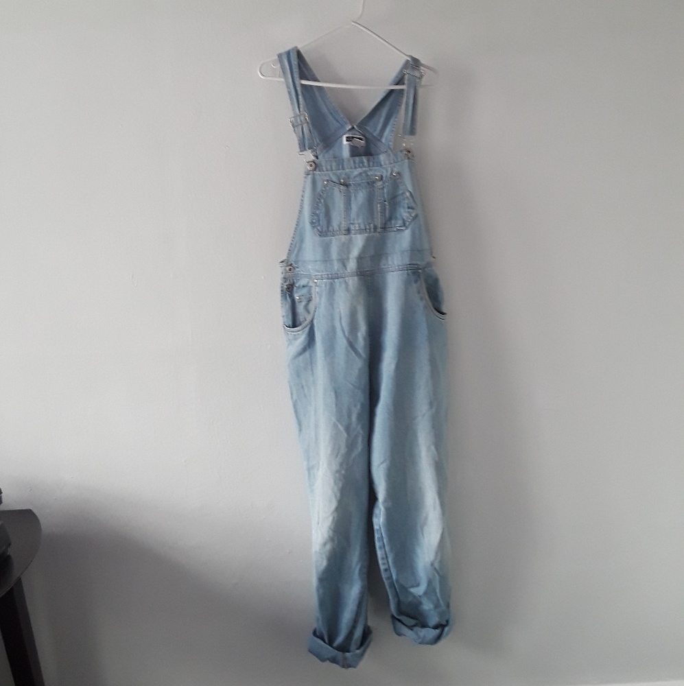 Blue denim overalls